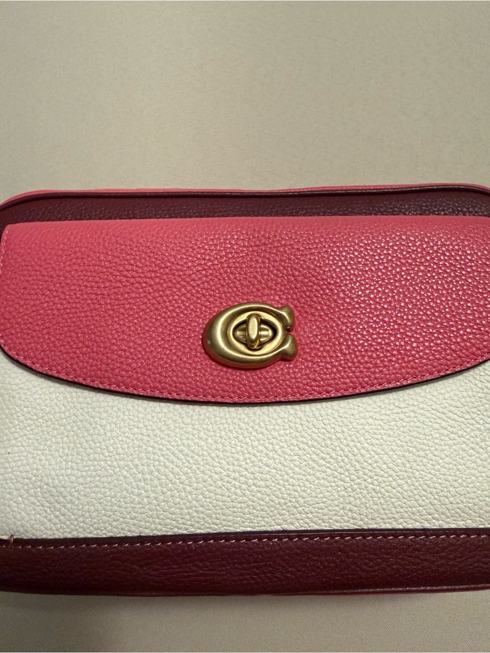 Coach Cassie Colorblock Camera Crossbody Bag in Pink, Cream & Burgundy - Picture 3 of 16